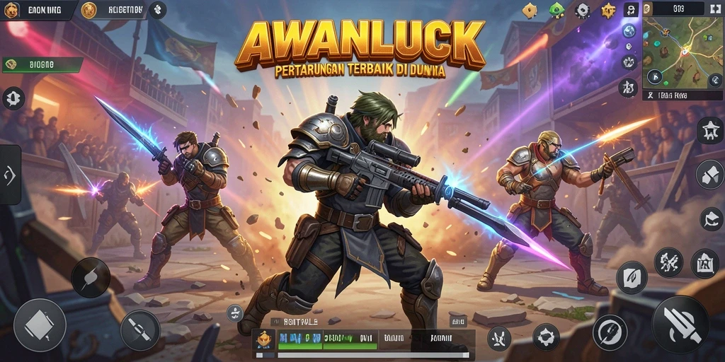Tampilan mendebarkan dari gameplay <strong>AWANLUCK</strong> yang penuh aksi di medan pertempuran.