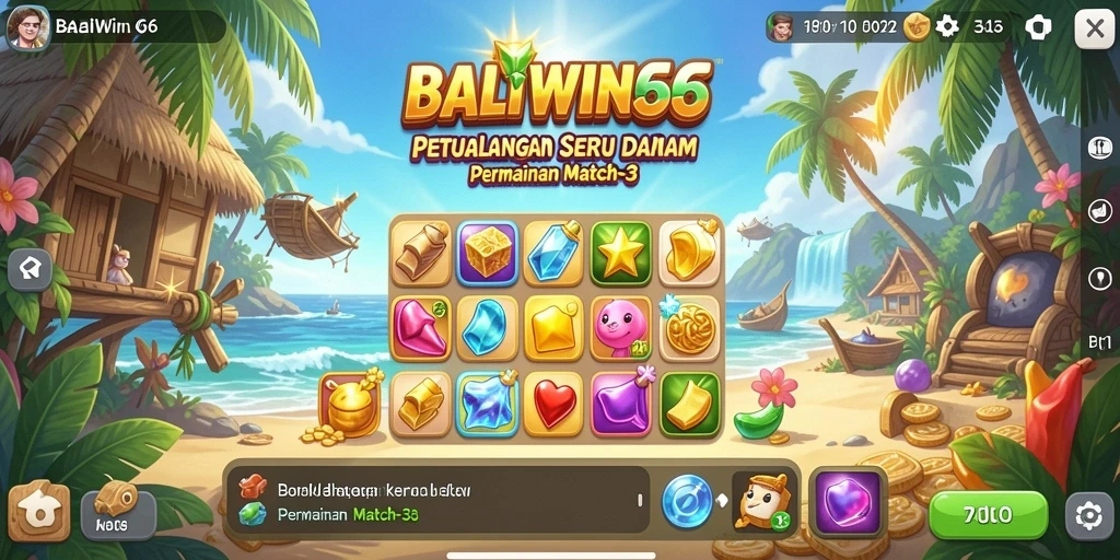 Screenshot BALIWIN66 menunjukkan gameplay Match-3 yang menantang.