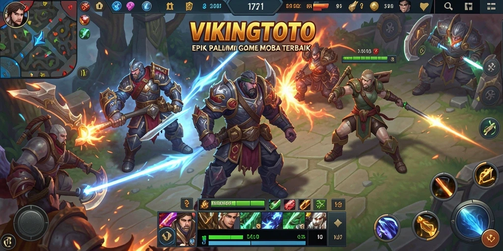 Tangkapan layar utama gameplay MOBA yang seru dan dinamis.